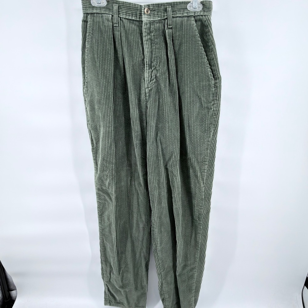 VTG Dockers Womens 12 Green‎ Corduroy Pants Pleated High Waist USA Made